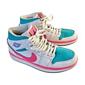 Air Jordan 1 Mid Digital Pink Green Soar White Women's 6.5